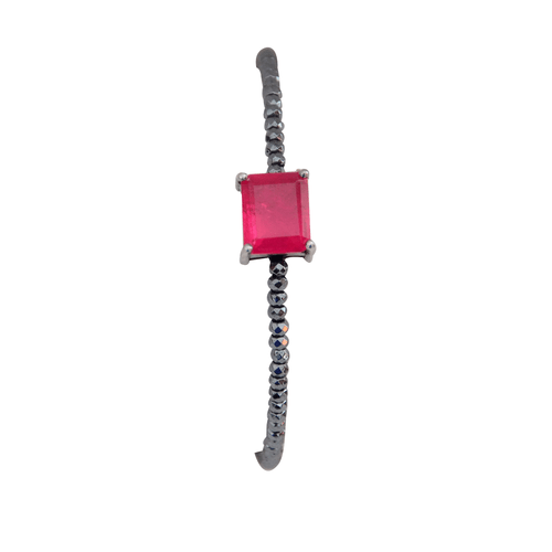 PU1000037---Pulseira-com-Pedra-Pink-Fusion-retangular-e-hematitas-em-Prata-e-Rodio-Negro