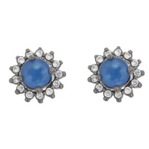 Brinco-Zirconia-Azul-e-brancas-em-Prata--Rodio-Negro- Brinco-Zirconia-Azul-e-brancas-em-Prata--Rodio-Negro-