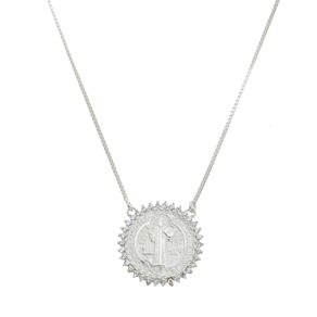 Colar-Medalha--Sao-Bento-com-Zirconias-Brancas-em-Prata- Colar-Medalha--Sao-Bento-com-Zirconias-Brancas-em-Prata-