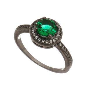 Anel-Redondo-Cristal-Esmeralda-Cravejado-com-Zirconias-Brancas-em-Prata-com-Rodio-Negro Anel-Redondo-Cristal-Esmeralda-Cravejado-com-Zirconias-Brancas-em-Prata-com-Rodio-Negro