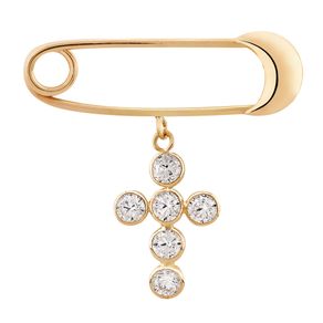 Alfinete-Cruz-com-Zirconias-Redondas-em-Ouro-|-Colecao-Baby Alfinete-Cruz-com-Zirconias-Redondas-em-Ouro-|-Colecao-Baby