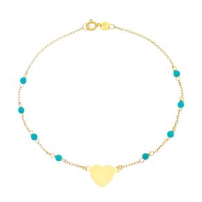 Pulseira-Turquesa-e-Coracao-em-Ouro-18K Pulseira-Turquesa-e-Coracao-em-Ouro-18K