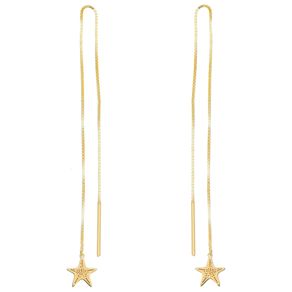 BrincoLongoCorrenteEstreladoMaremPratacomBanhodeOuro-|-Colecao-Pura-Vida BrincoLongoCorrenteEstreladoMaremPratacomBanhodeOuro-|-Colecao-Pura-Vida