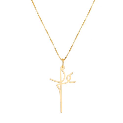 PingenteFeFormatodeCruzemPratacomBanhodeOuro PingenteFeFormatodeCruzemPratacomBanhodeOuro