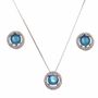 Conjunto-Redondo-Brinco-e-Colar-com-Cristal-azul-Paraiba-em-Prata-e-Rodio-|Classic