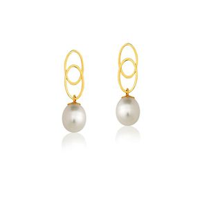 BrincoOvalDuplocomPerolaBiwaemOuro18KColecaoClassicPerola BrincoOvalDuplocomPerolaBiwaemOuro18KColecaoClassicPerola