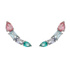 Brinco-Earcuff-com-Cristal-Pink-Azul-Verde-e-Roxo-em-Prata-com-Rodio-|Colecao-Lumiere Brinco-Earcuff-com-Cristal-Pink-Azul-Verde-e-Roxo-em-Prata-com-Rodio-|Colecao-Lumiere