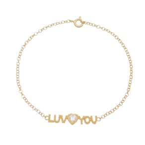 Pulseira-Ponto-de-Luz-Coracao-Love-You-Zirconias-Brancas-em-Prata-e-Banho-de-Ouro-|-Colecao-Love Pulseira-Ponto-de-Luz-Coracao-Love-You-Zirconias-Brancas-em-Prata-e-Banho-de-Ouro-|-Colecao-Love
