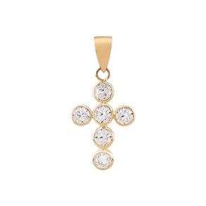 Pingente-Cruz-Cravejada-com-Topazio-Branco-em-Ouro-18K- Pingente-Cruz-Cravejada-com-Topazio-Branco-em-Ouro-18K-