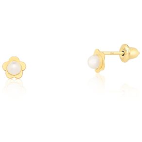 Brinco-Florzinha-com-Perola-em-Ouro-18K Brinco-Florzinha-com-Perola-em-Ouro-18K