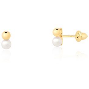 Brinco-Bolinha-e-Perolinha-em-Ouro-18K Brinco-Bolinha-e-Perolinha-em-Ouro-18K