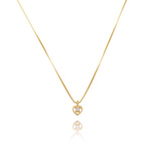 Gargantilha-Coracao-com-Brilhante-em-Ouro-18K-|Colecao-Love Gargantilha-Coracao-com-Brilhante-em-Ouro-18K-|Colecao-Love
