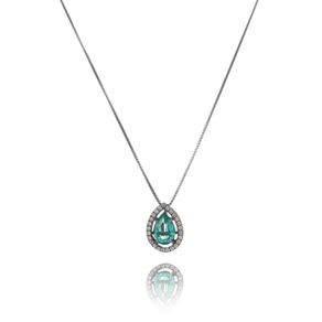 Gargantilha-em-Gota-Zirconia-Verde-Esmeralda-e-Zirconia-Branca-Prata-e-Rodio-Negro Gargantilha-em-Gota-Zirconia-Verde-Esmeralda-e-Zirconia-Branca-Prata-e-Rodio-Negro