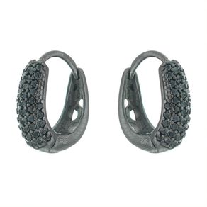 Brinco-Argola-cravejado-com-Zirconias-Negras-em-Prata-e-Rodio-Negro Brinco-Argola-cravejado-com-Zirconias-Negras-em-Prata-e-Rodio-Negro