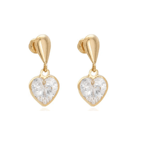 Brinco-Pingente-Coracao-com-Zirconia-em-Ouro Brinco-Pingente-Coracao-com-Zirconia-em-Ouro
