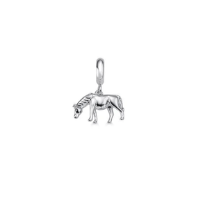 Pingente Cavalo Alimentando em Prata e Ródio Pingente Cavalo Alimentando em Prata e Ródio